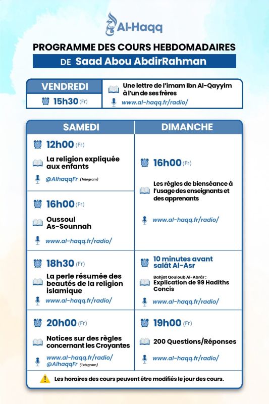 Programme-des-cours-hebdomadaires